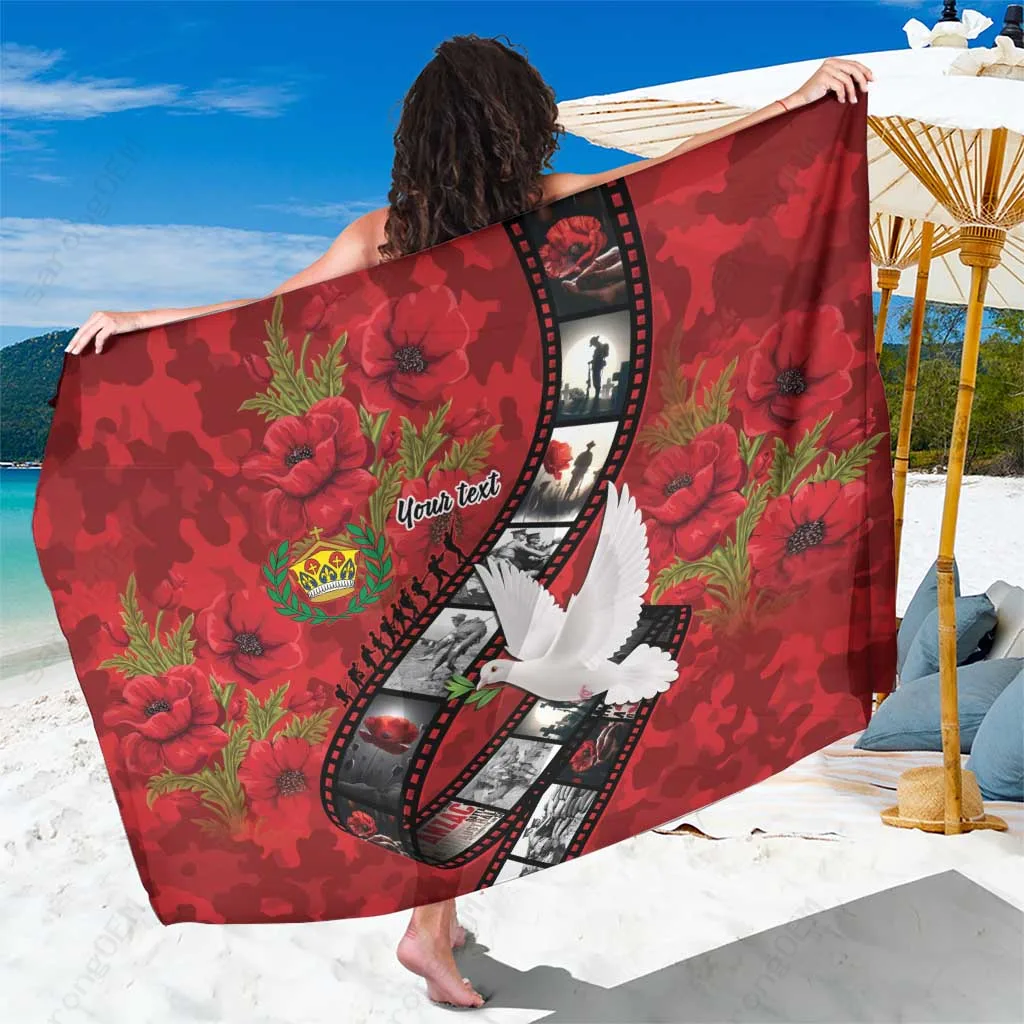 Navy Personalised Tonga Anzac 1915 2026 Filmstrip Print Sarong Beach Wrap Lest We Forget OEM