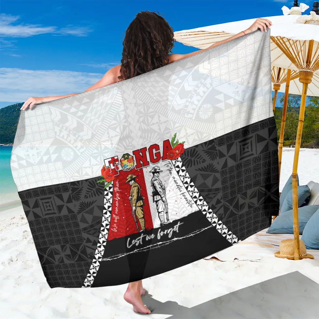 Green Camo Anzac Day Tribute Tribal Print Sarong Tonga Cultural Beach Wrap Pareo Wholesale - main view