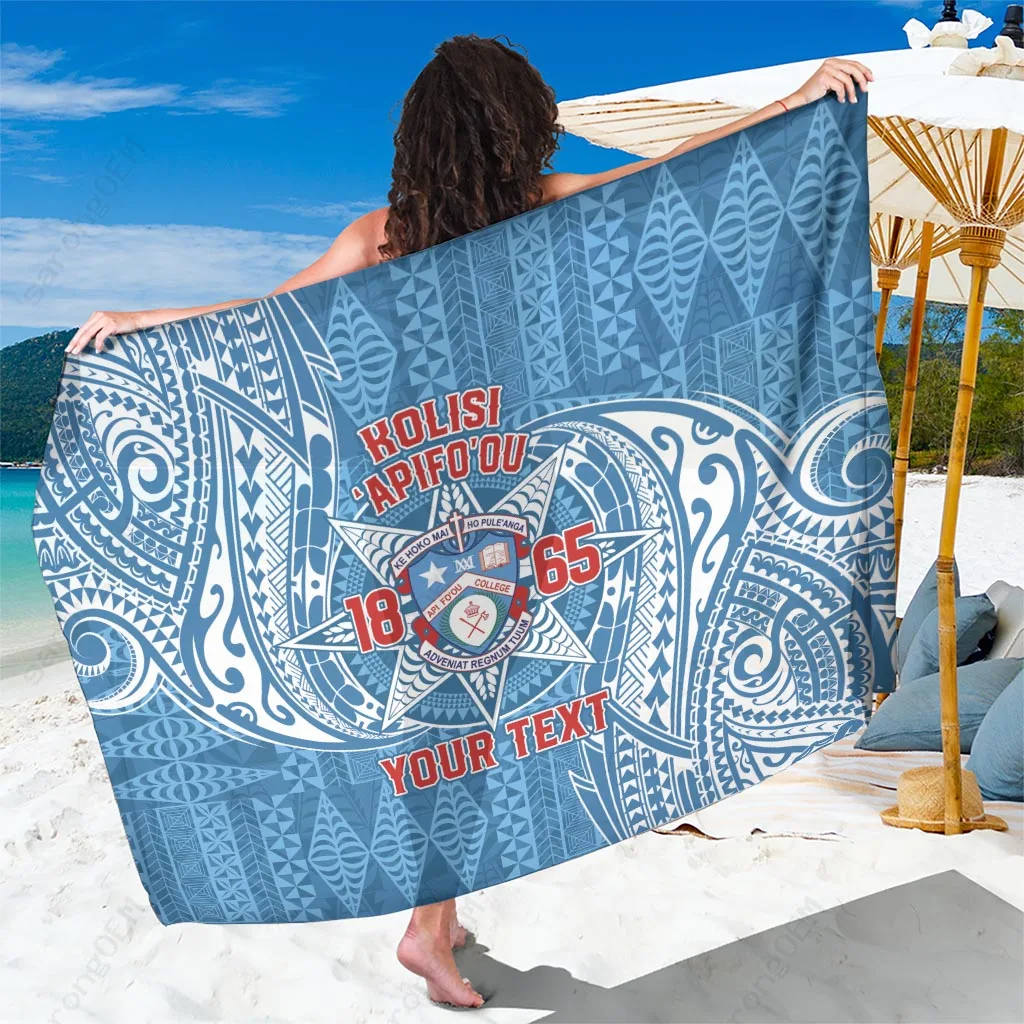 White Gold Turtle Hibiscus Tribal Print Sarong Tonga Apifoou College South Pacific Beach Wrap Wholesale Pareo - main view