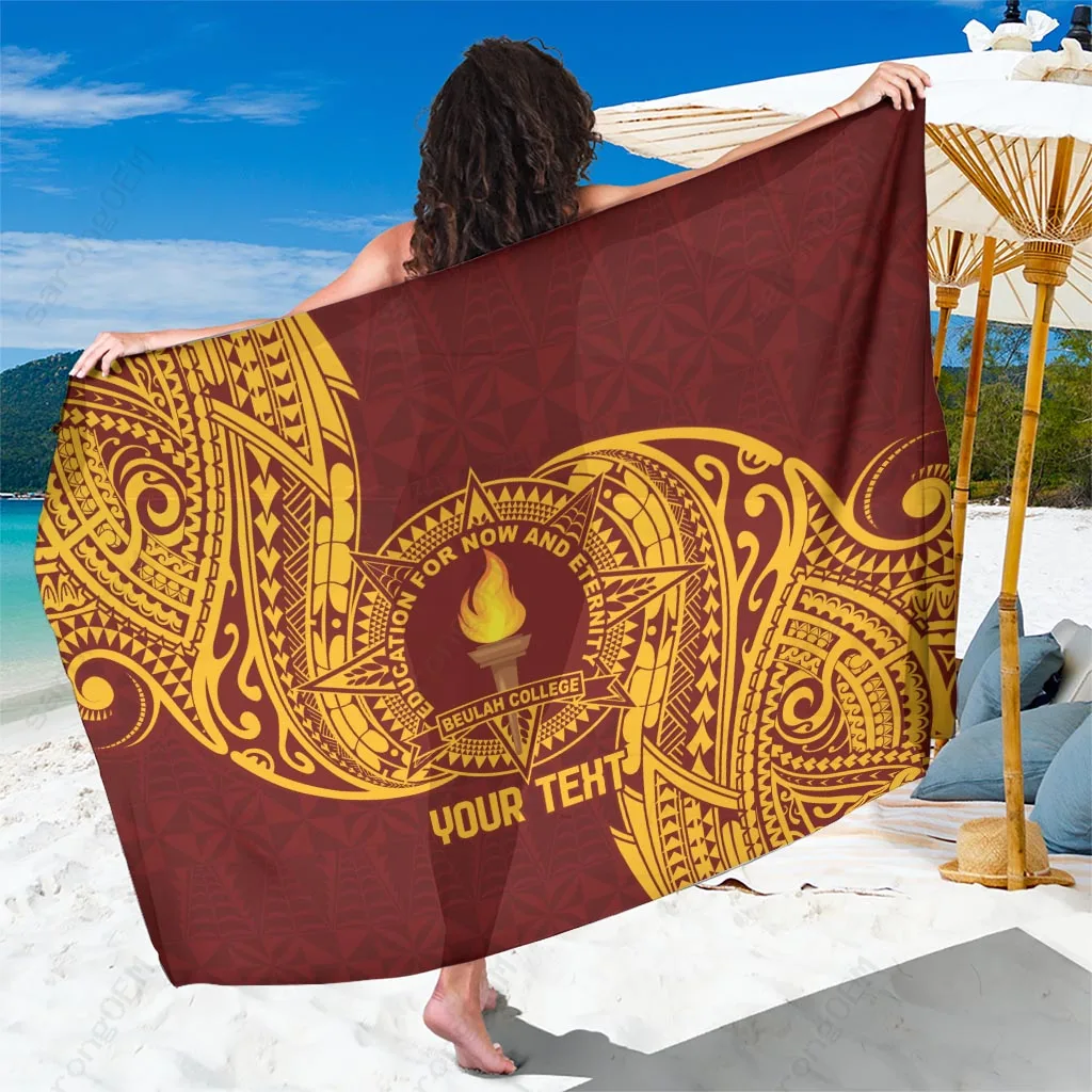Navy Tonga Traditional Kupesi Pattern Sarong South Pacific Beach Wrap Custom OEM Lavalava - main view