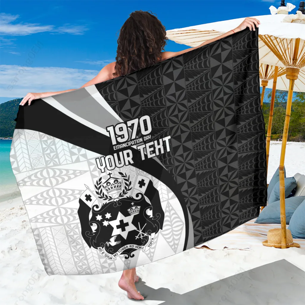 Yellow Tribal Ngatu Pattern Tonga Emancipation Day Sarong Since 1970 South Pacific Beach Wrap Wholesale Pareo - main view