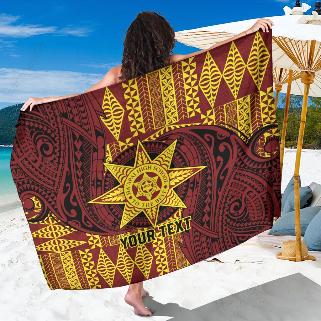 Navy Blue Gold Turtle Frangipani Print Sarong Tonga Polynesian Beach Wrap Wholesale Pareo - main view