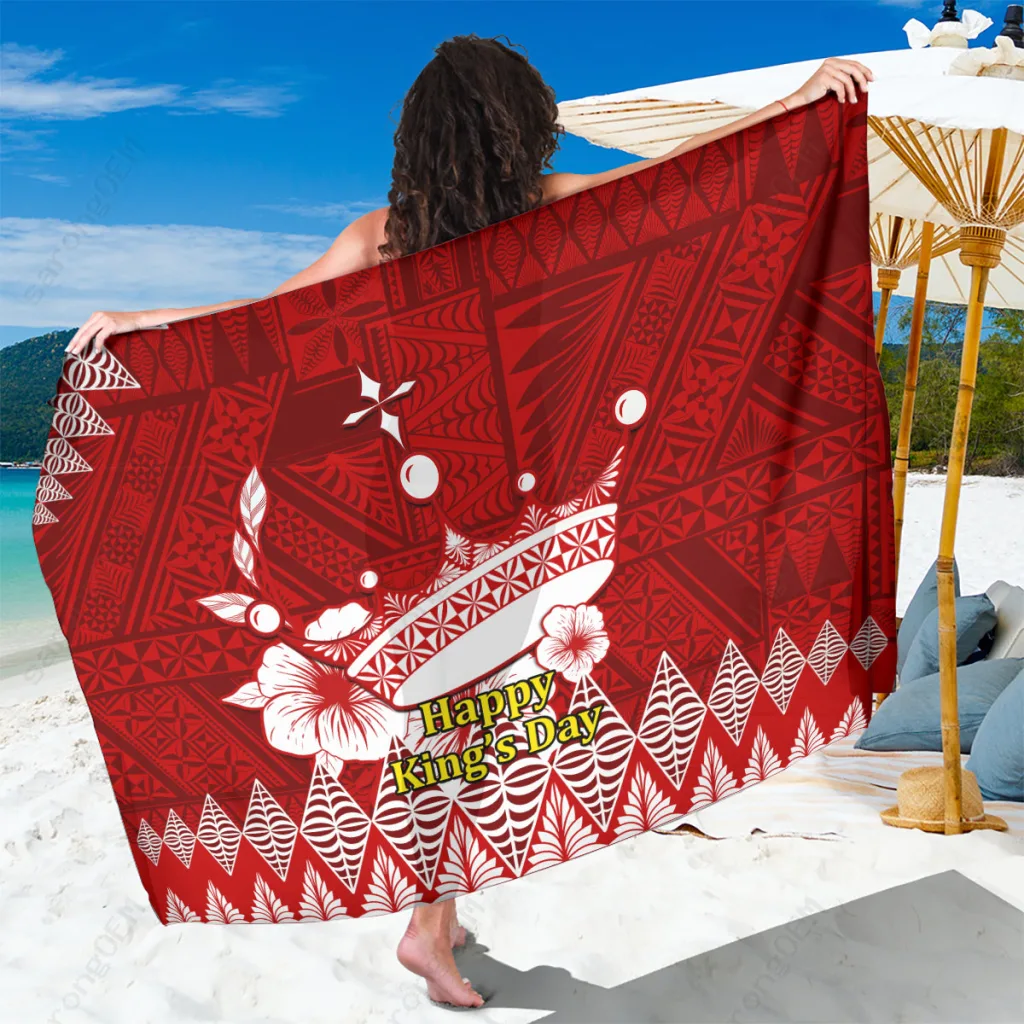 Tonga King Tupou I Crown Ngatu Pattern Sarong Polynesian South Pacific Beach Wrap Wholesale Pareo - related