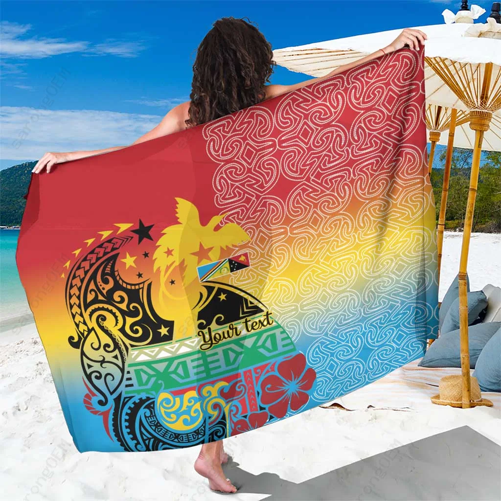 Papua New Guinea Tribal Palm Hibiscus Print Sarong South Pacific Tropical Beach Wrap Pareo OEM Custom