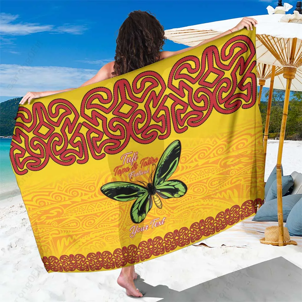 Butterfly Tapa Tribal Print Sarong Pareo Beach Wrap South Pacific Tropical Resort Cover Up Wholesale - main view