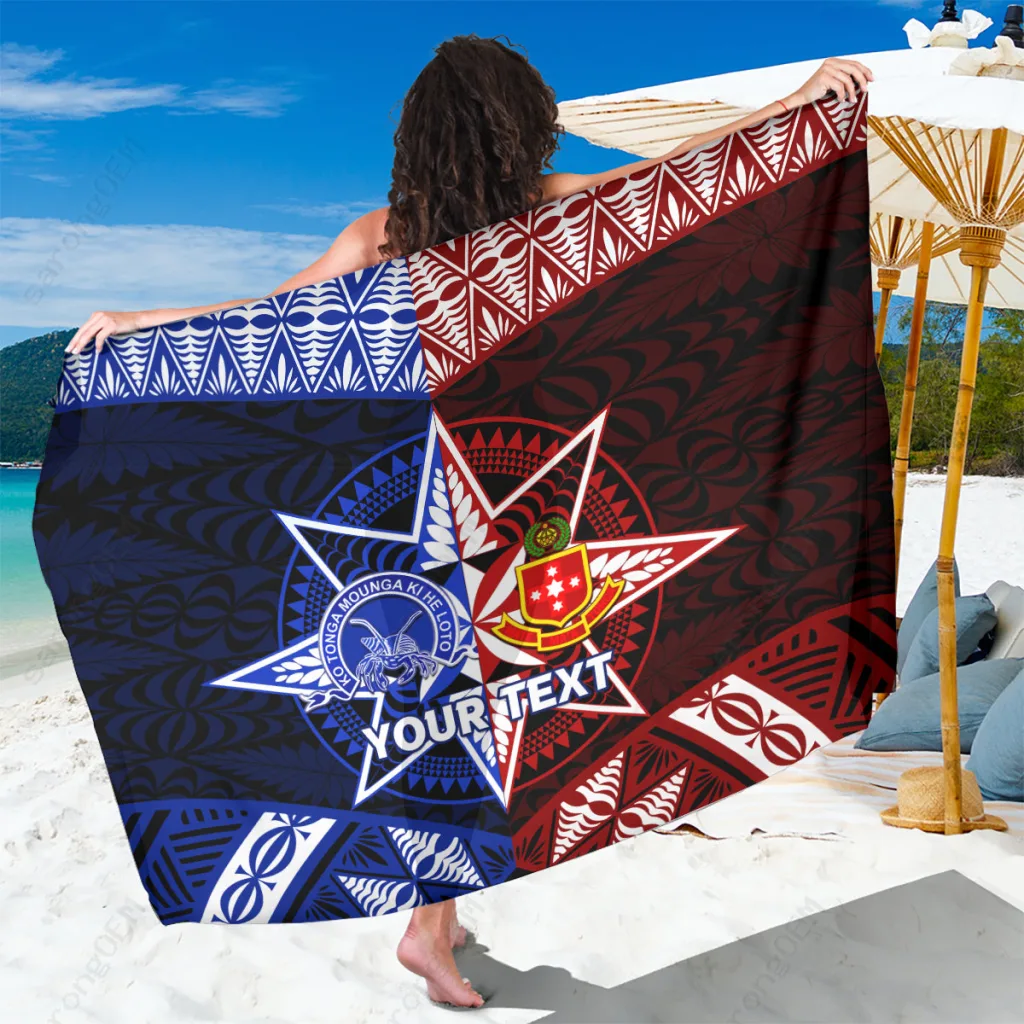 Cream Tongan Ngatu Pattern Tapa Print Sarong Polynesian Beach Wrap Cover Up Wholesale Pareo - main view