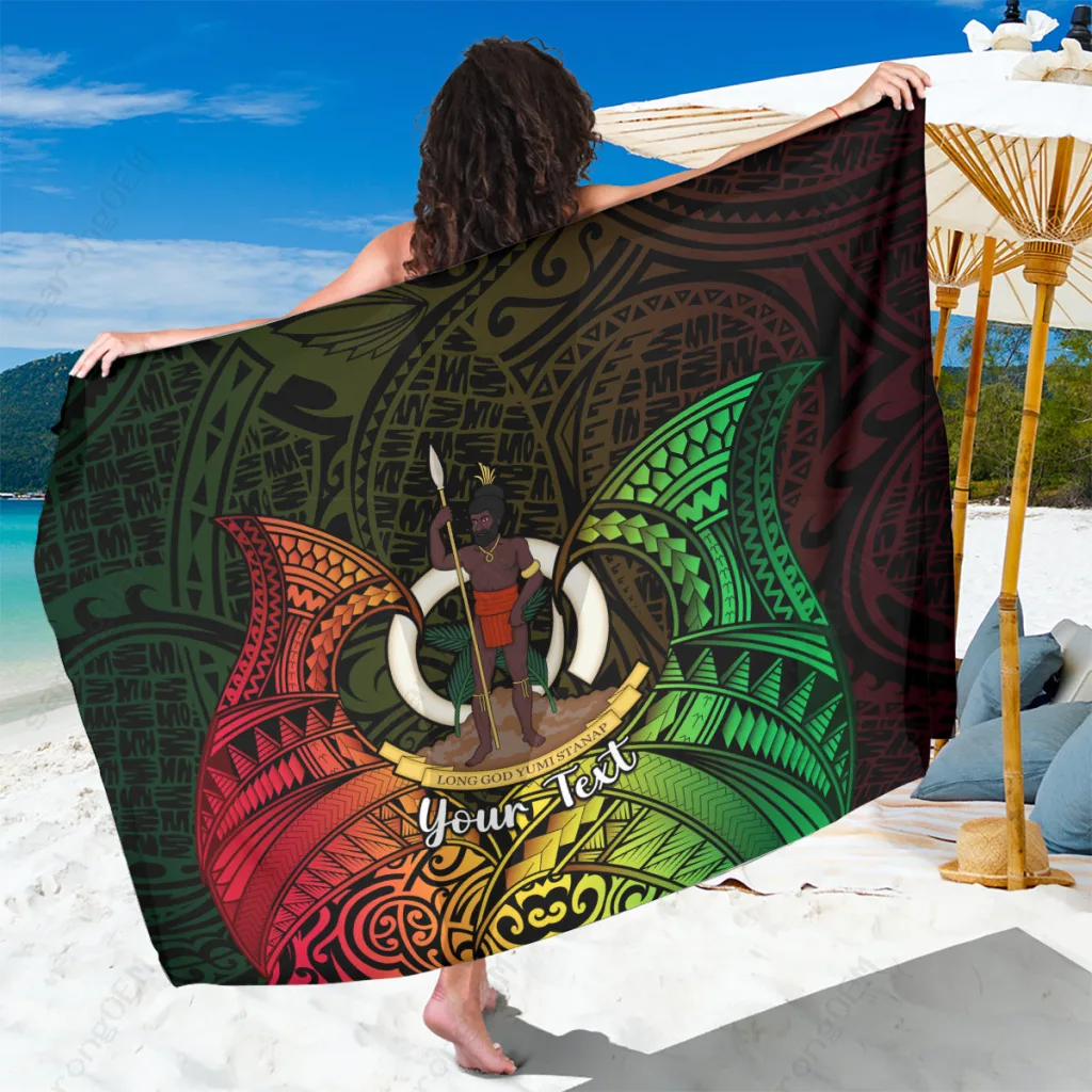Vanuatu Tropical Palm Tribal Print Sarong South Pacific Island Beach Wrap Cover Up Wholesale Pareo - main view