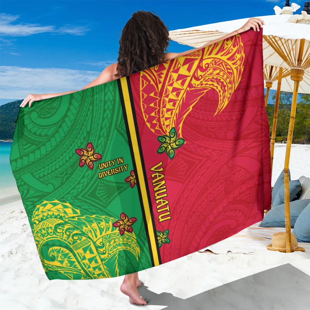White Polynesian Plumeria Tribal Print Sarong Vanuatu Beach Wrap Wholesale Pareo - main view