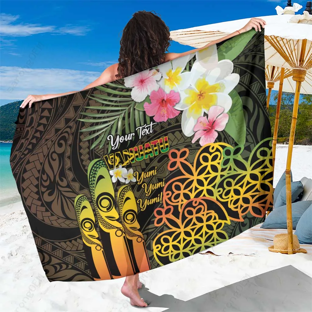 Cream White Turtle Carving Sand Drawing Tribal Print Sarong Vanuatu Independence Day Polynesian Beach Wrap Wholesale Pareo - main view