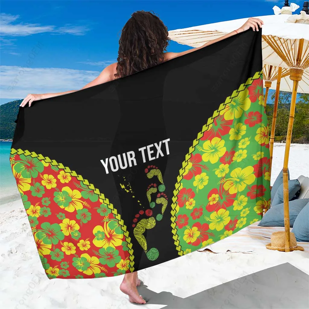 White Hibiscus Footprint Polynesian Sarong Vanuatu Style Beach Wrap Pareo Custom OEM - main view