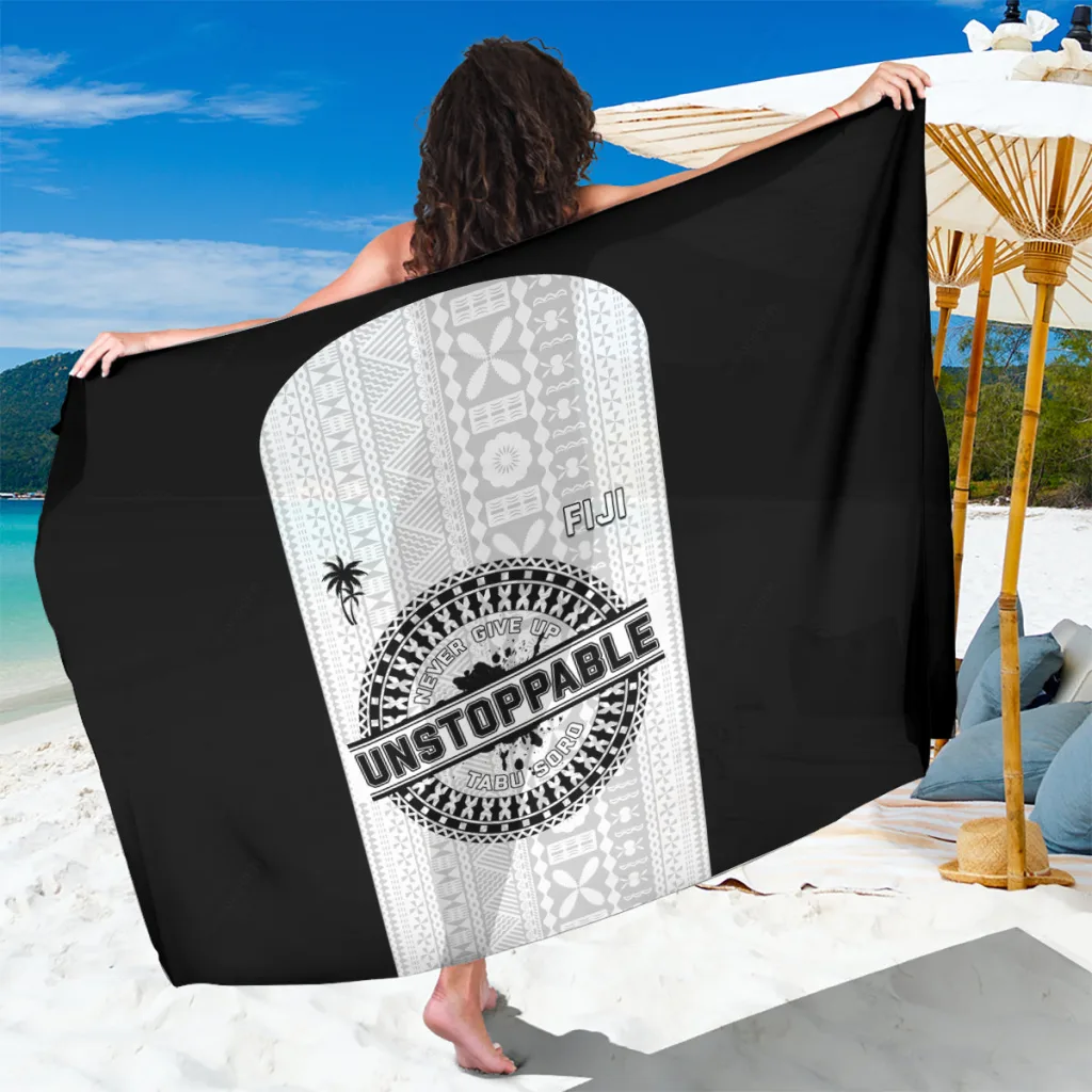 Black Fiji Obstacle Race 2023 Never Give Up Personalized Print Sarong Tropical Island Beach Wrap Wholesale Pareo - main view