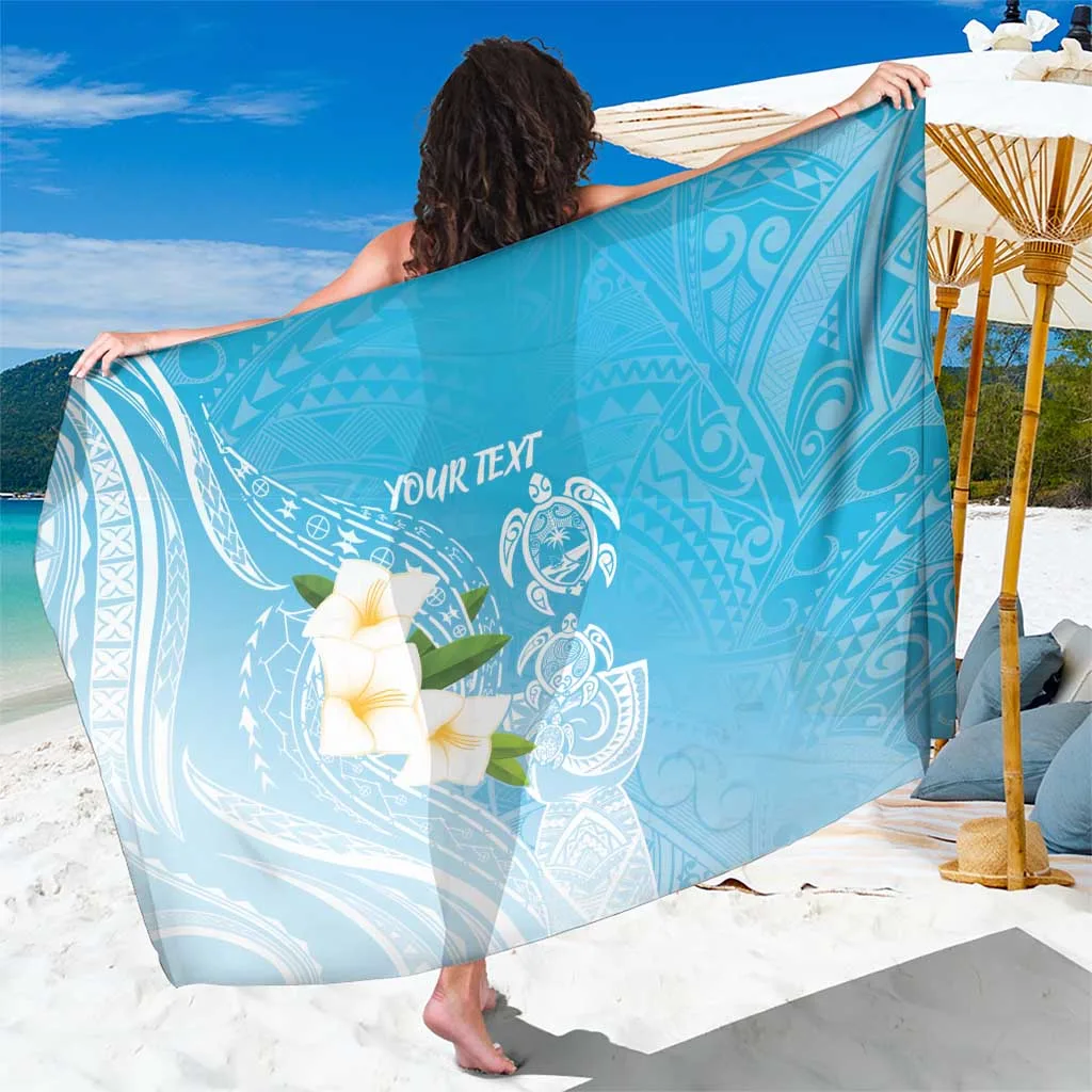 Navy Blue Turtles & Guasali Flowers Print Sarong South Pacific Tropical Beach Wrap Wholesale Pareo - main view