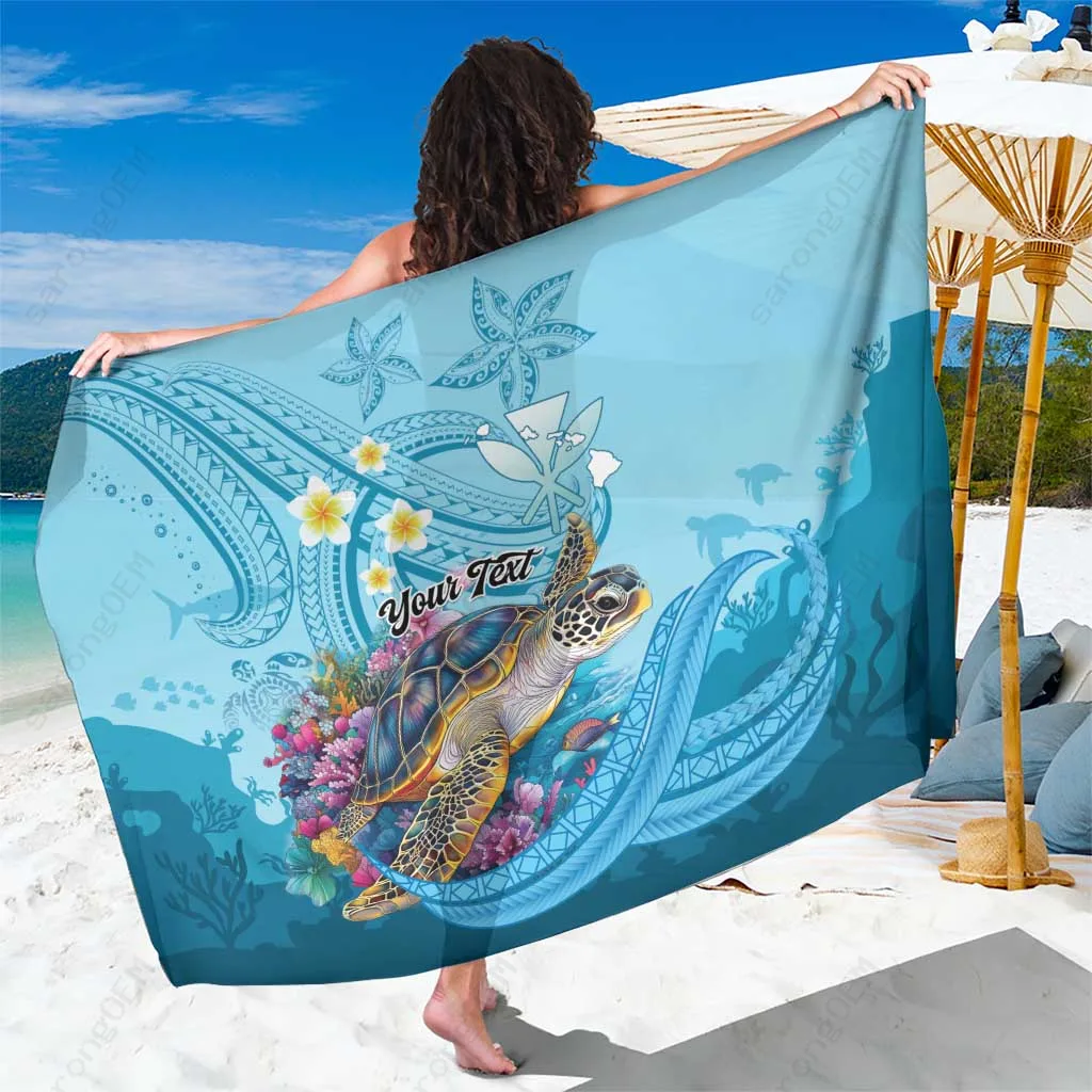 Hawaii Sea Turtle Map Ocean Vibes Viscose Sarong Beach Wrap Tropical Island Cover Up Wholesale Pareo