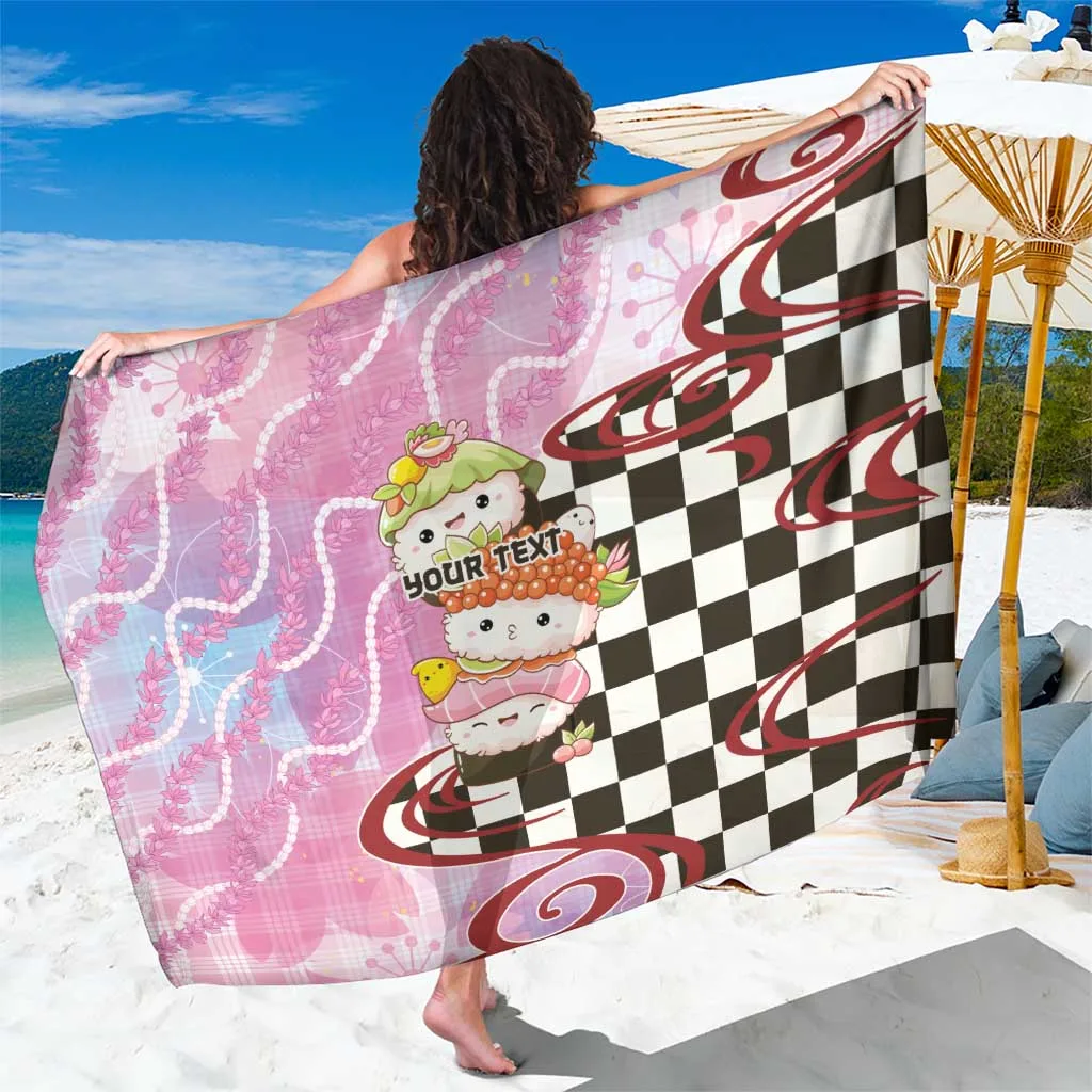 Multicolor Japanese Kawaii Sushi Roll Wagara Palaka Print Sarong Beach Wrap Cover Up Wholesale - main view
