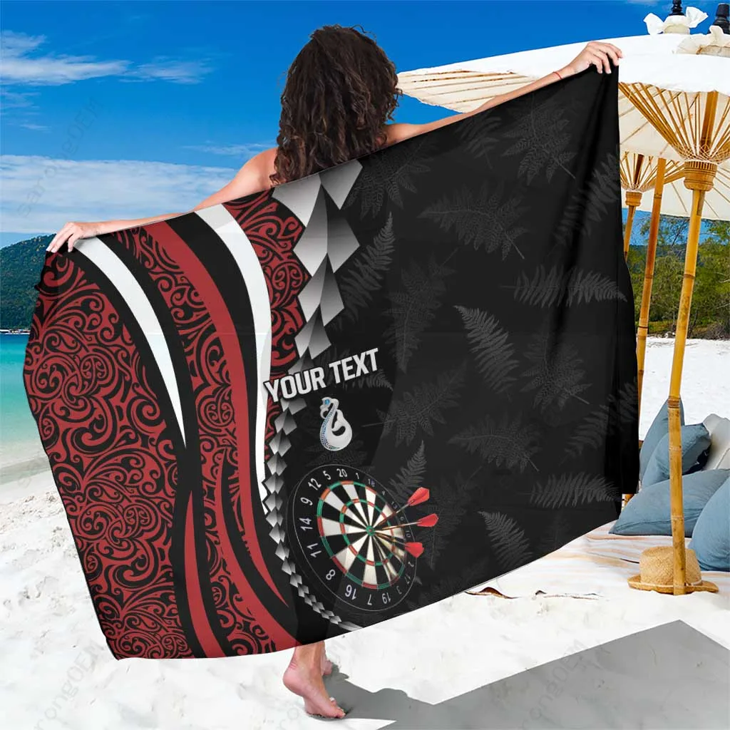 White Personalized New Zealand Darts Kowhaiwhai Whero Koiri Manaia Tribal Print Sarong Polynesian Beach Wrap Wholesale Pareo - main view