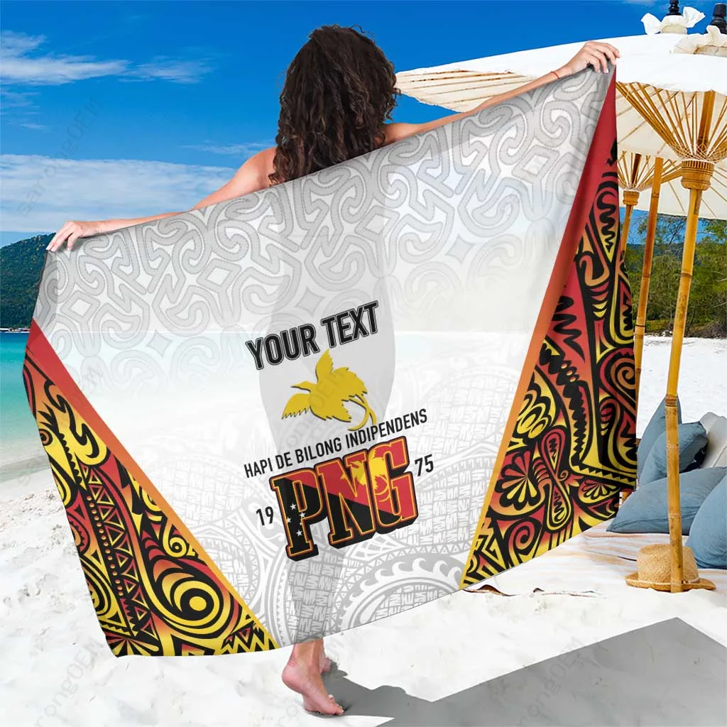 Custom Papua New Guinea Independence Sarong Hapi De Bilong Indipendens Png Viscose Rayon Beach Wrap Wholesale Pareo - main view
