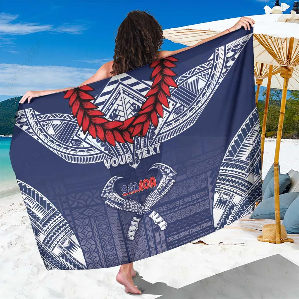Blue Samoa Ulafala Toa Nifooti Floral Print Sarong Beach Wrap Polynesian Resort Cover Up Wholesale Pareo - main view