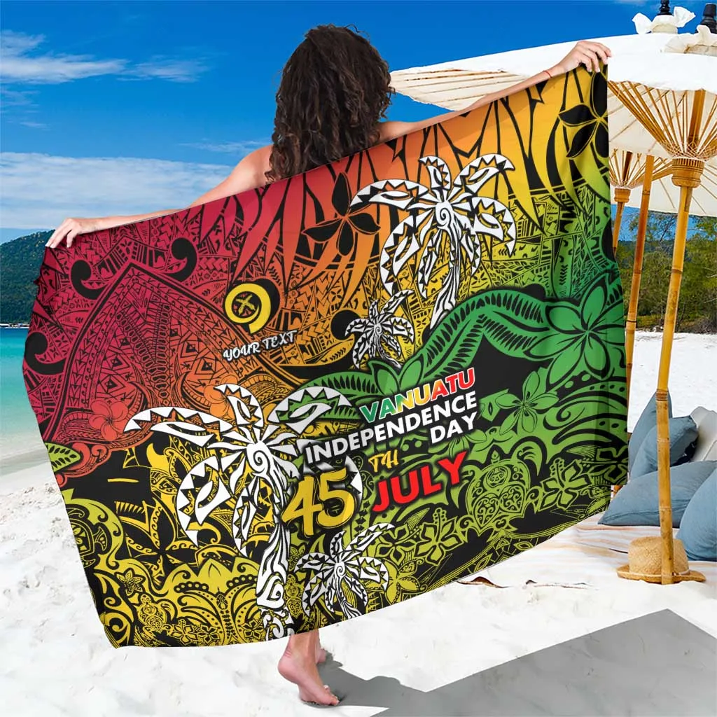 Black Vanuatu 45th Independence Anniversary Sarong Melanesian Pattern Reggae Beach Wrap Wholesale Pareo - main view