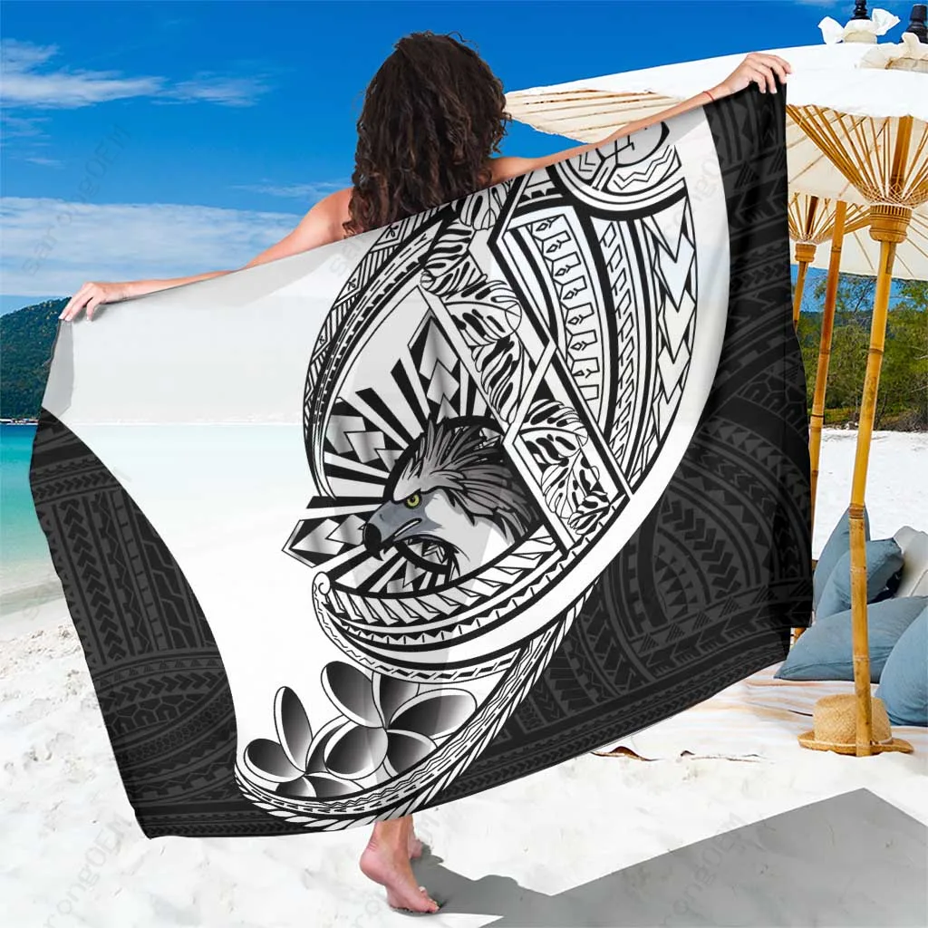 Black Sun Tribal Polynesian Print Sarong Beach Wrap Summer Island Cover Up Wholesale Pareo - main view