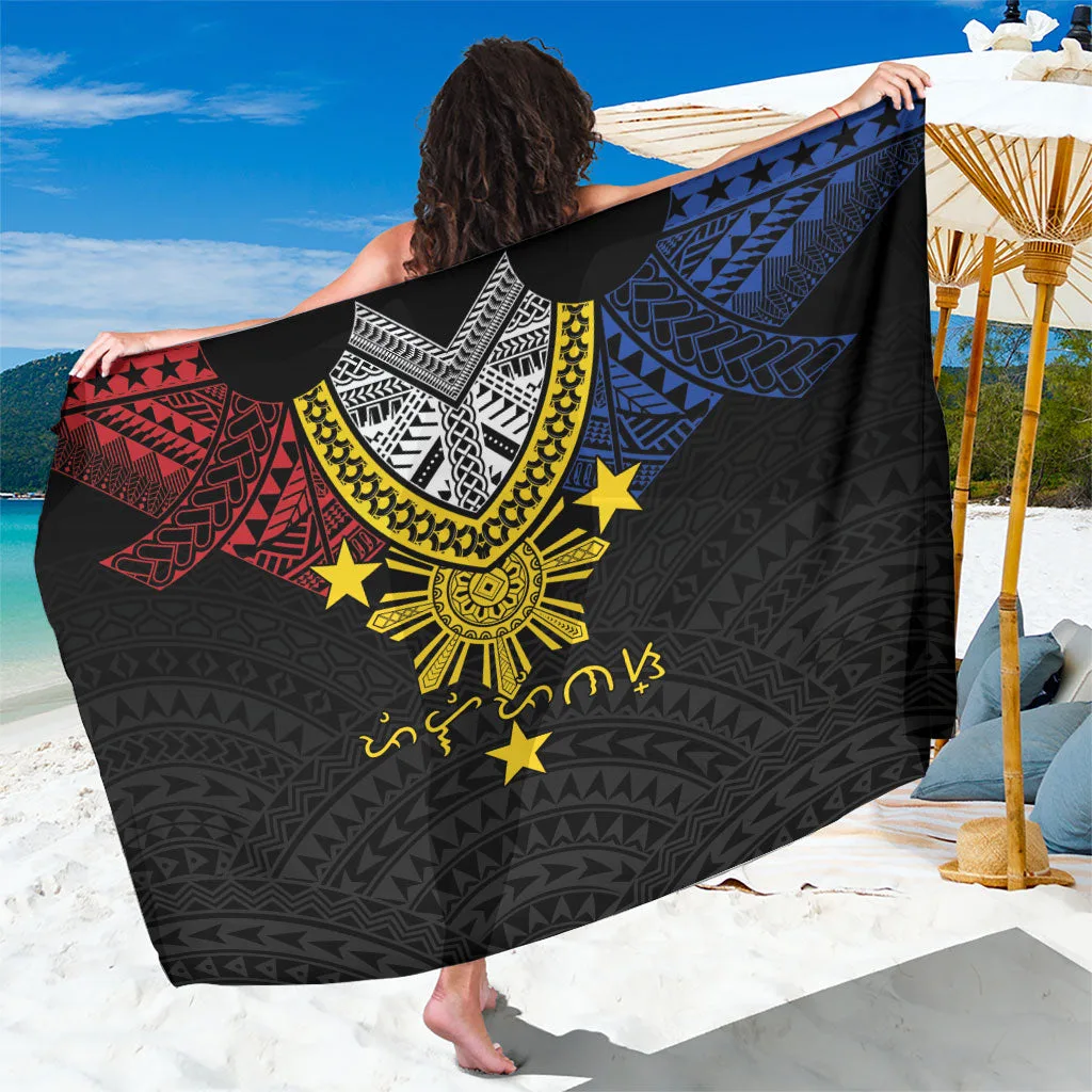 Ivory Polynesian Tribal Hibiscus Palm Print Sarong Beach Wrap Tropical Island Resort Pareo Wholesale - main view