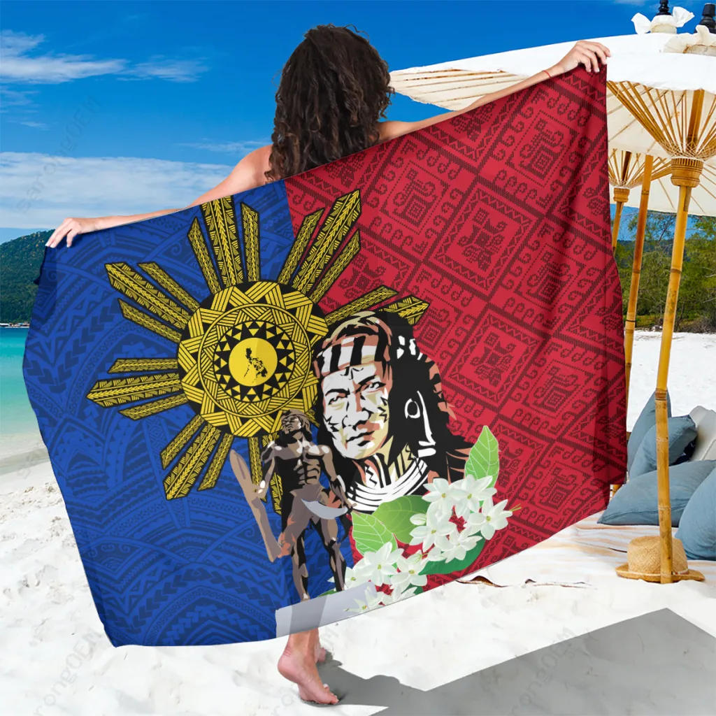 Skin Tone Philippine Sun Tattoo Yakan Pattern Print Sarong South Pacific Tropical Beach Wrap Pareo Wholesale - main view