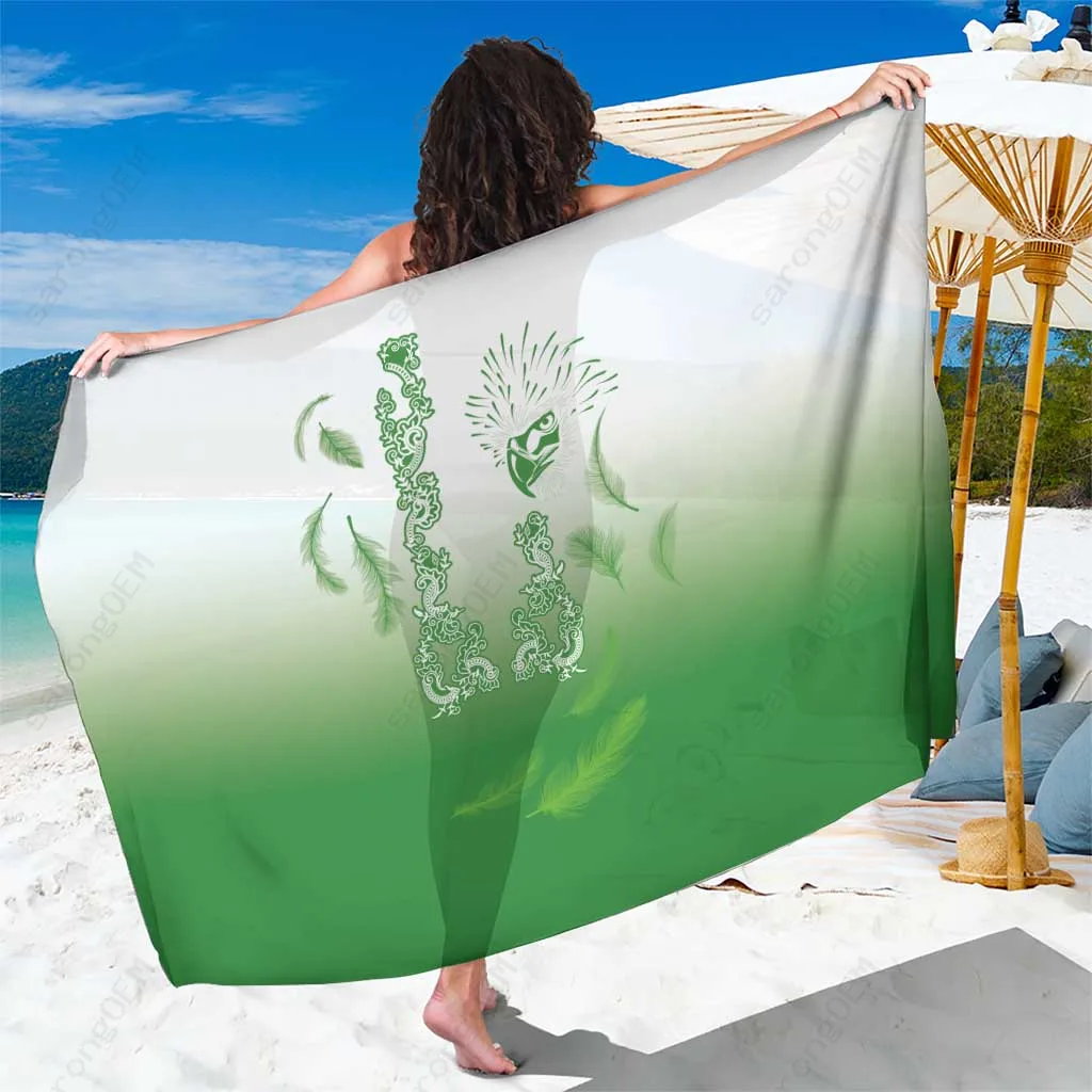 Green Philippines Barong Eagle Feather Print Sarong Tropical Beach Wrap Pareo Wholesale - main view