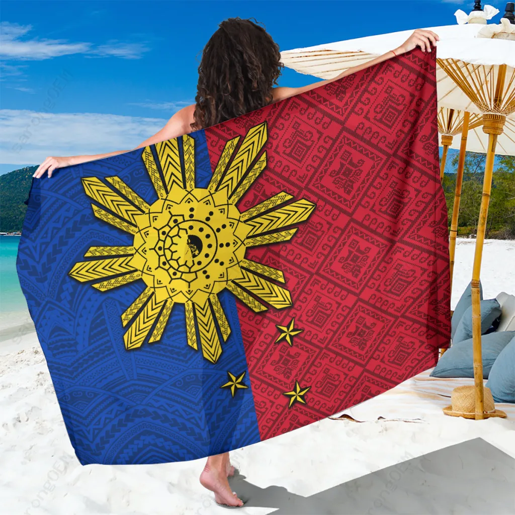 Skin Philippines Sun Batok Tattoo Sarong Polynesian Yakan Pattern Beach Wrap Pareo Wholesale - main view