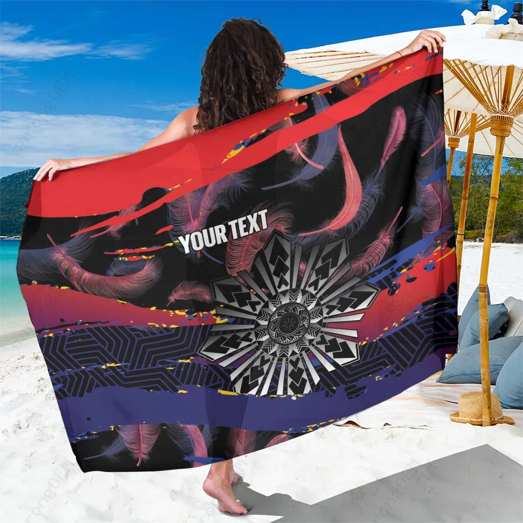 Black Sun Tattoo Feathers Philippines Sarong Beach Wrap Tropical Island Cover Up Pareo Wholesale - main view