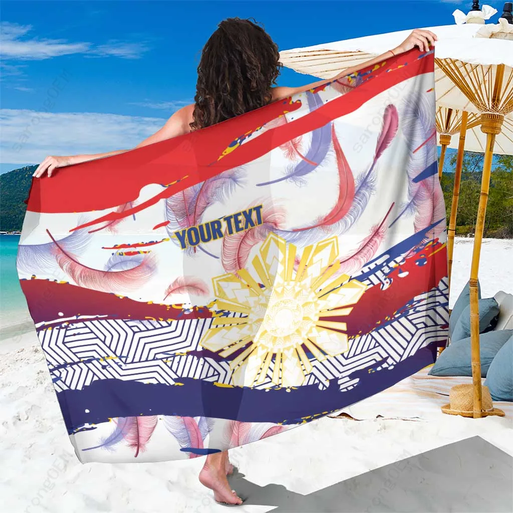 White Sun Tattoo Feathers Print Sarong Philippines Grunge Style Beach Wrap Pareo Wholesale - main view