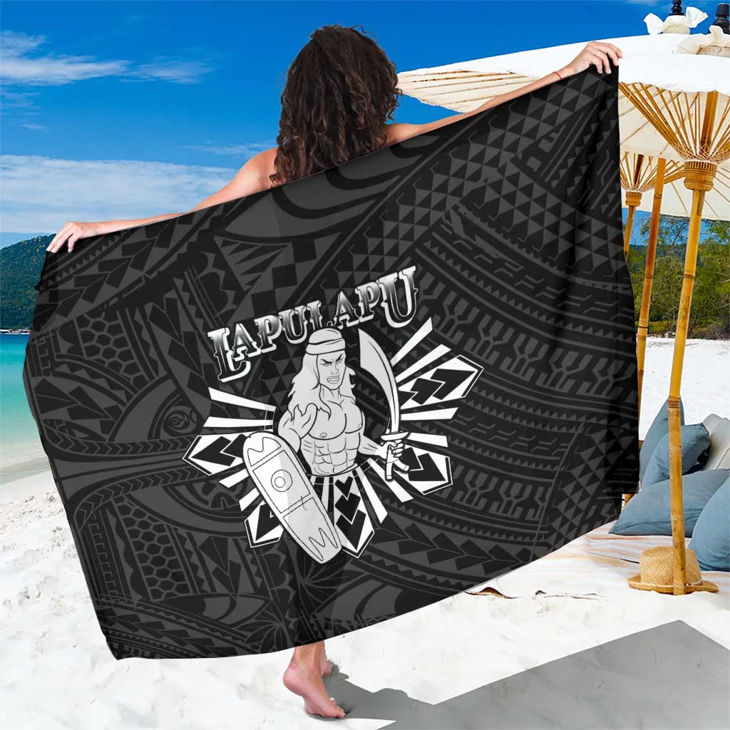 Black Tribal King Lapu Lapu Print Viscose Sarong South Pacific Beach Wrap Pareo Wholesale - main view