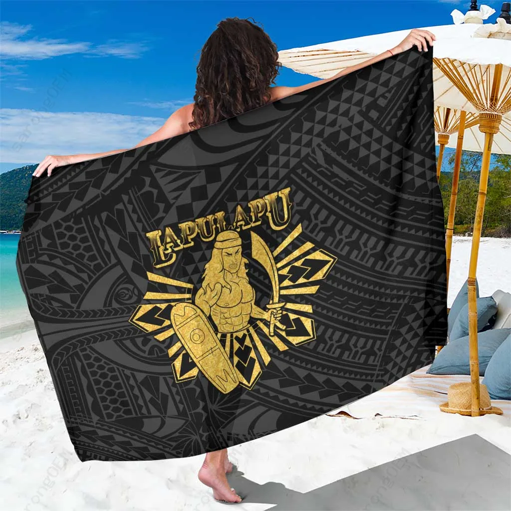Gold Tribal Mandala Print Sarong Philippines Lapu Lapu King Style Beach Wrap Pareo Wholesale - main view