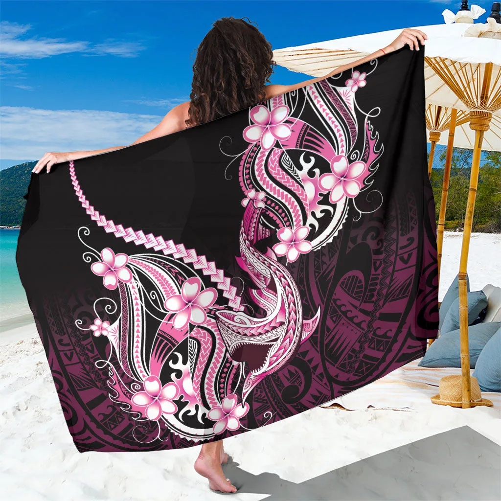 Black Plumeria Polynesian Tribal Print Sarong Hawaii Tropical Beach Wrap Pareo Wholesale - main view