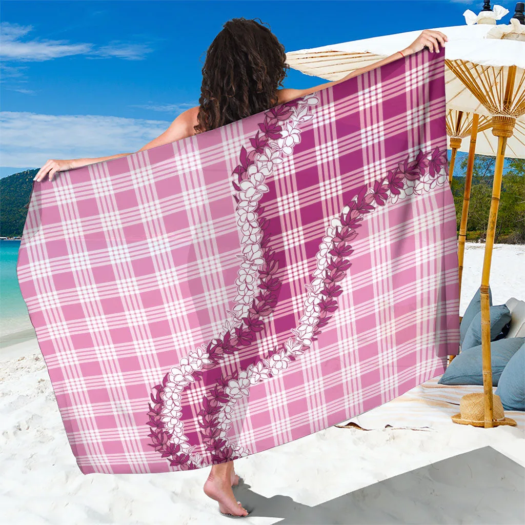Pink Hawaii Honohono Lei Palaka Print Sarong Tropical Beach Wrap Cover Up for Resort Wholesale Pareo - main view