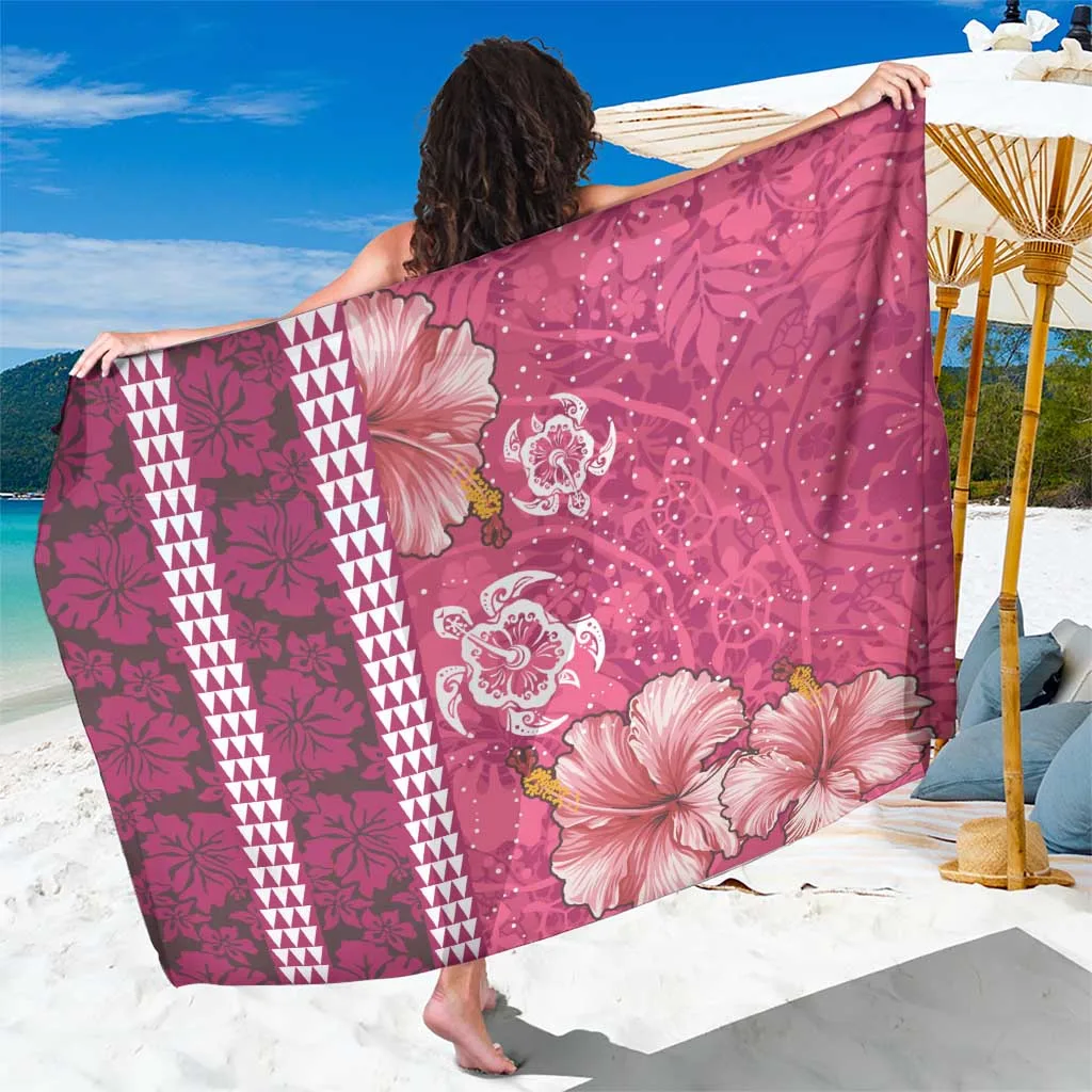 Pink Hibiscus Tribal Tapa Print Sarong Hawaiian Beach Wrap Summer Pareo Cover Up Wholesale - main view