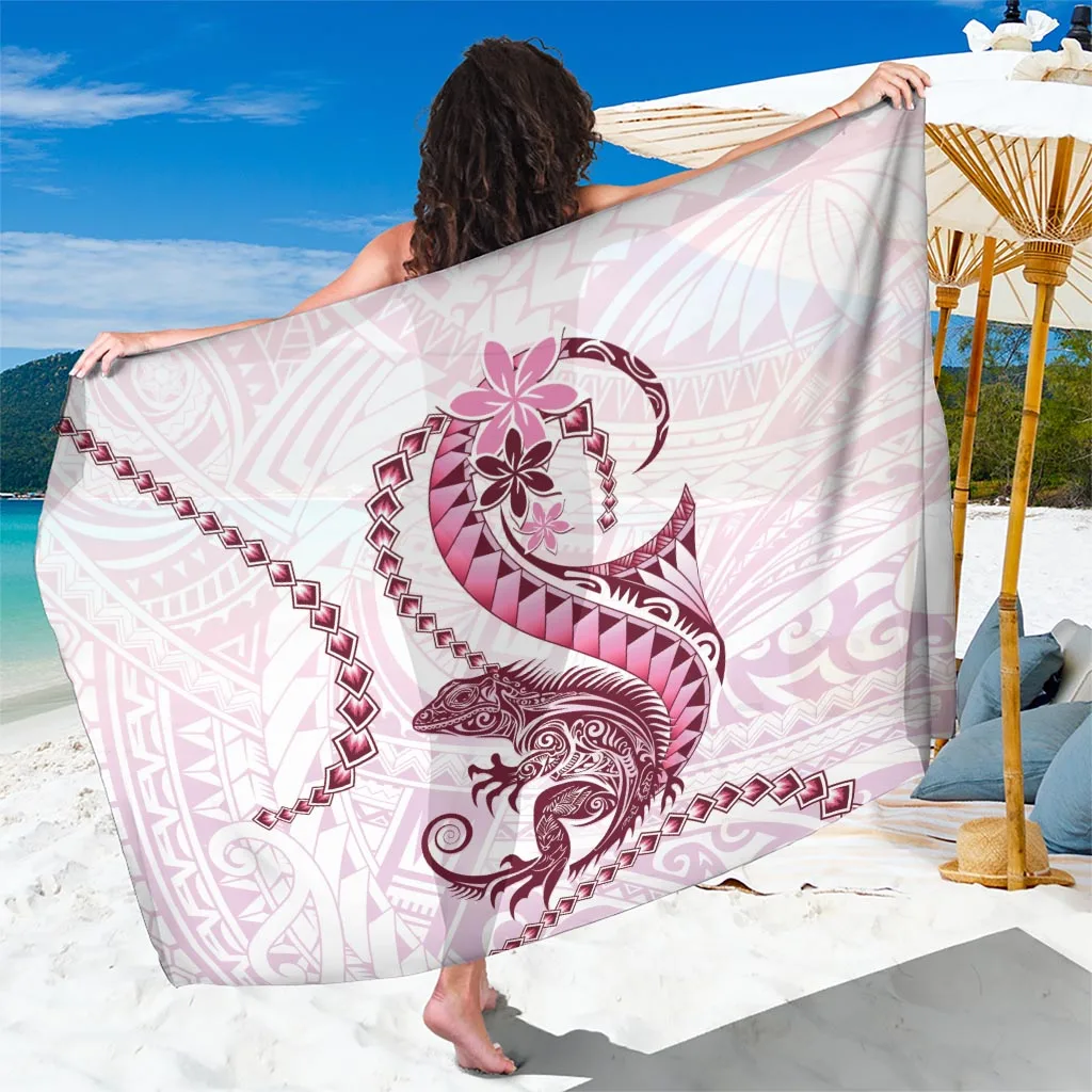 Pink Maori Tuatara Tribal Print Sarong Luxury Pastel Pattern Beach Wrap Pareo Wholesale - main view