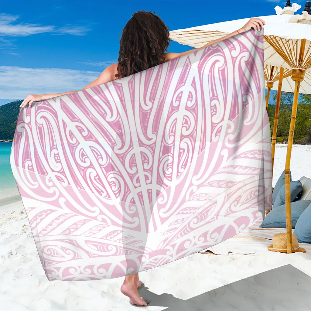 Pink Maori Puhoro Tattoo Print Sarong Polynesian Beach Wrap Wholesale Pareo Cover Up for Resort - main view