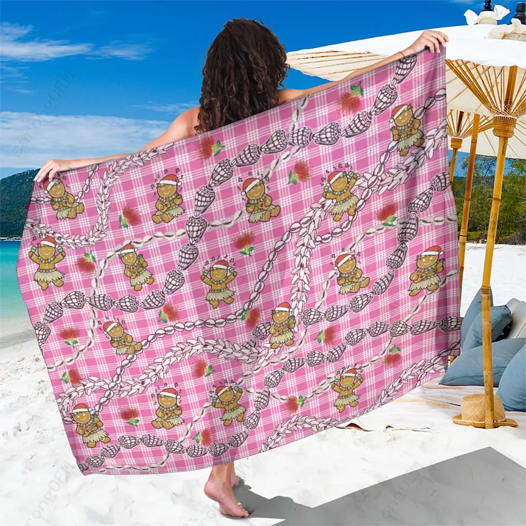 Pink Shell Leis Ohia Lehua Mele Kalikimaka Sarong Hawaii Tropical Beach Wrap Wholesale Pareo - main view