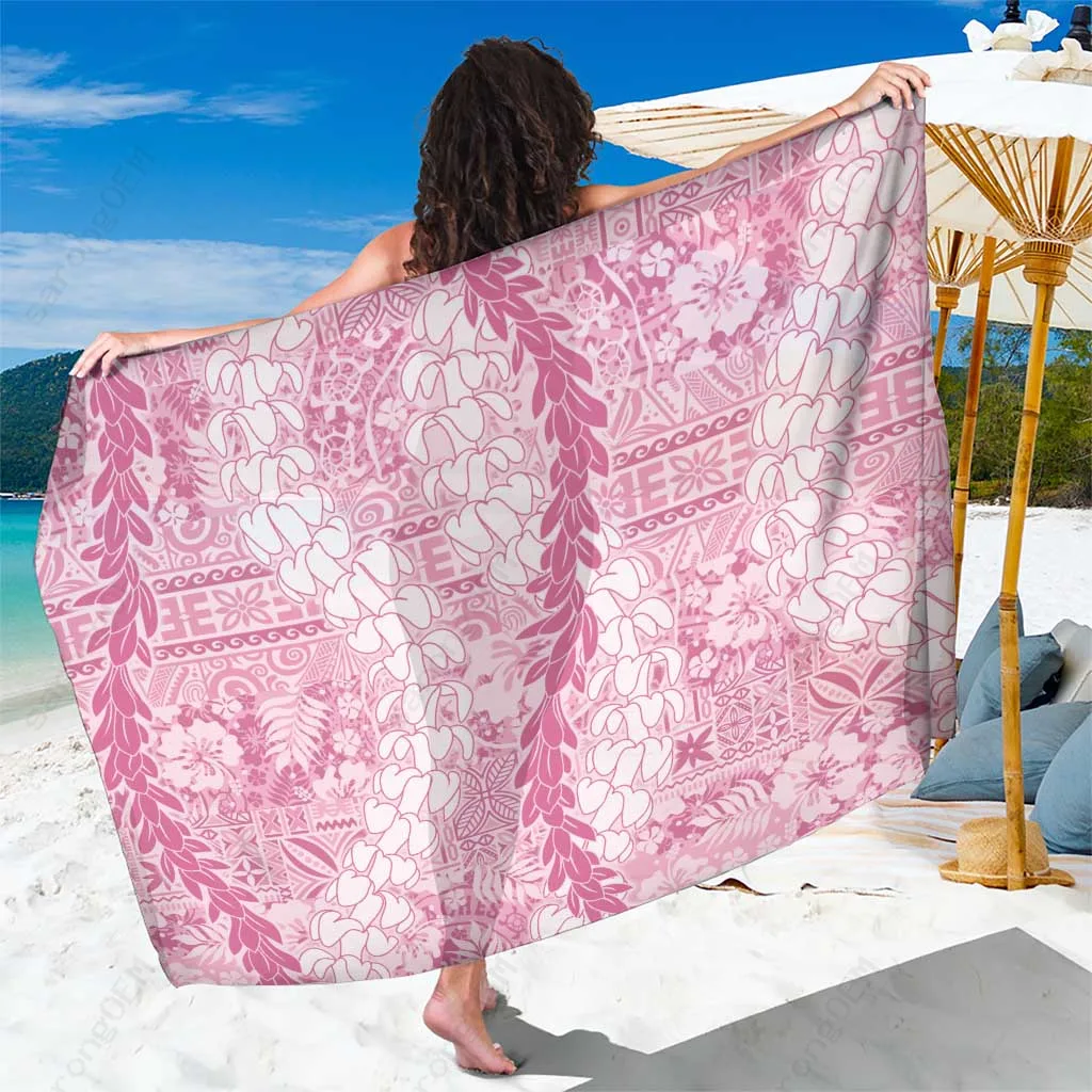 Pink Tribal Tapa Double Strand Lei Print Sarong Hawaiian Style Beach Wrap Pareo Wholesale - main view