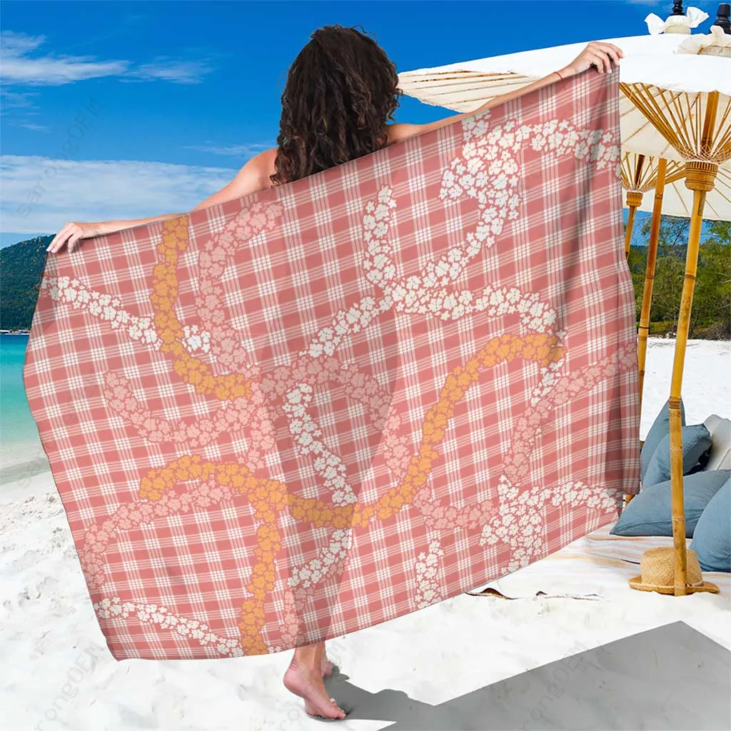Pink Tropical Floral Hibiscus Print Sarong Hawaiian Beach Wrap Pareo Cover Up Wholesale