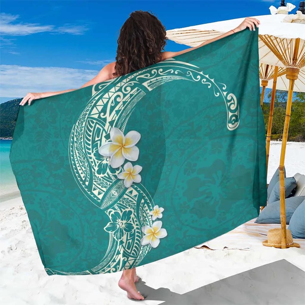 Plumeria Sarong Polynesian Tribal Frangipani Teal - related