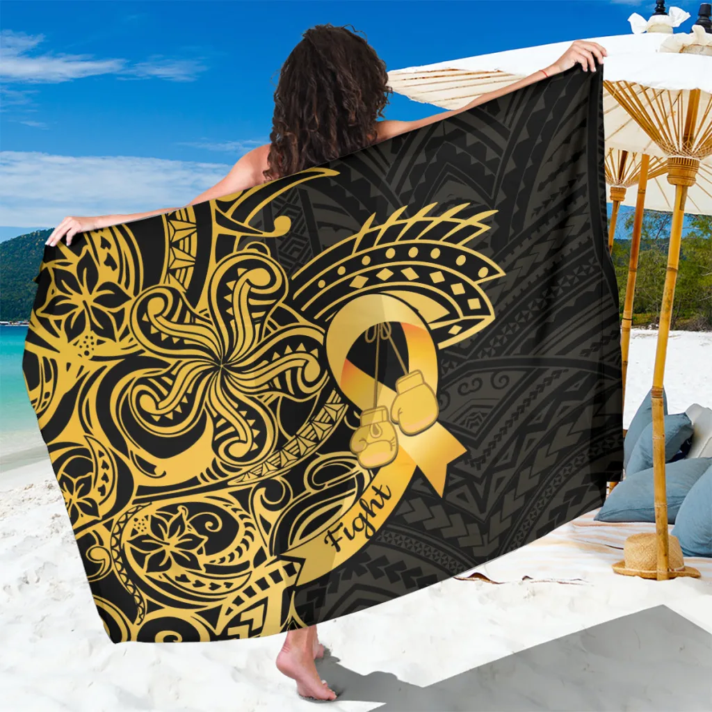 Black Polynesian Tribal Hibiscus Plumeria Print Sarong Beach Wrap Resort Cover Up Wholesale Pareo - main view
