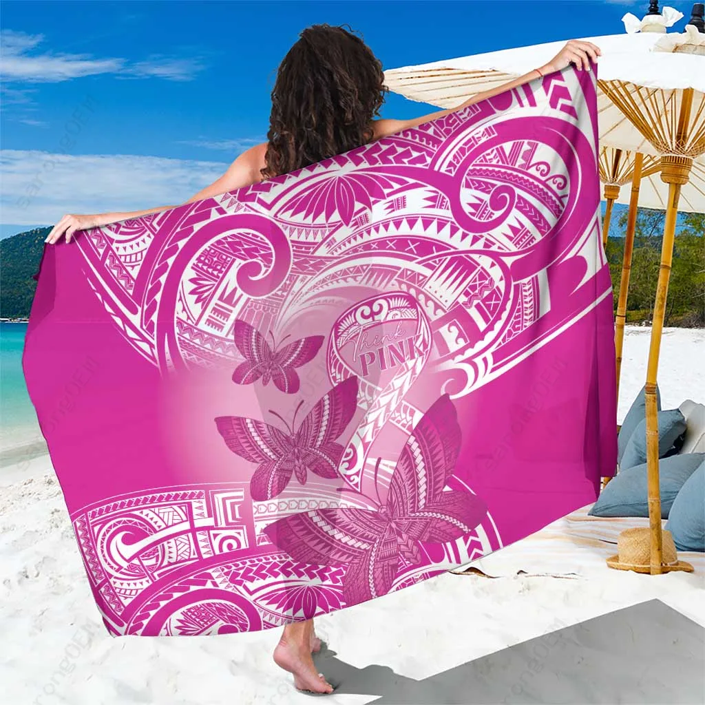 Pink Polynesian Butterfly Tribal Print Sarong Beach Wrap Rayon Fabric Wholesale Pareo - main view