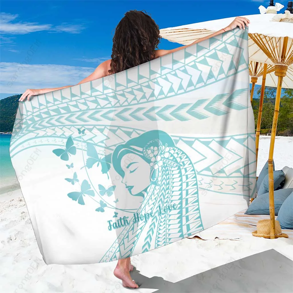 Polynesian Sarong Beach Wrap with Hibiscus Tribal Print Rayon Pareo Cover Up for Resort Wholesale - main view