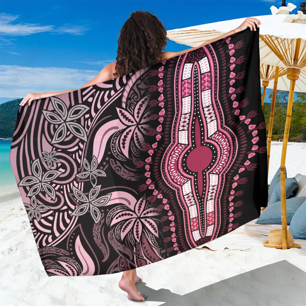 Pink Polynesia Tribal Mandala Print Sarong Beach Wrap Dress Tropical Island Resort Cover Up Wholesale Pareo - main view