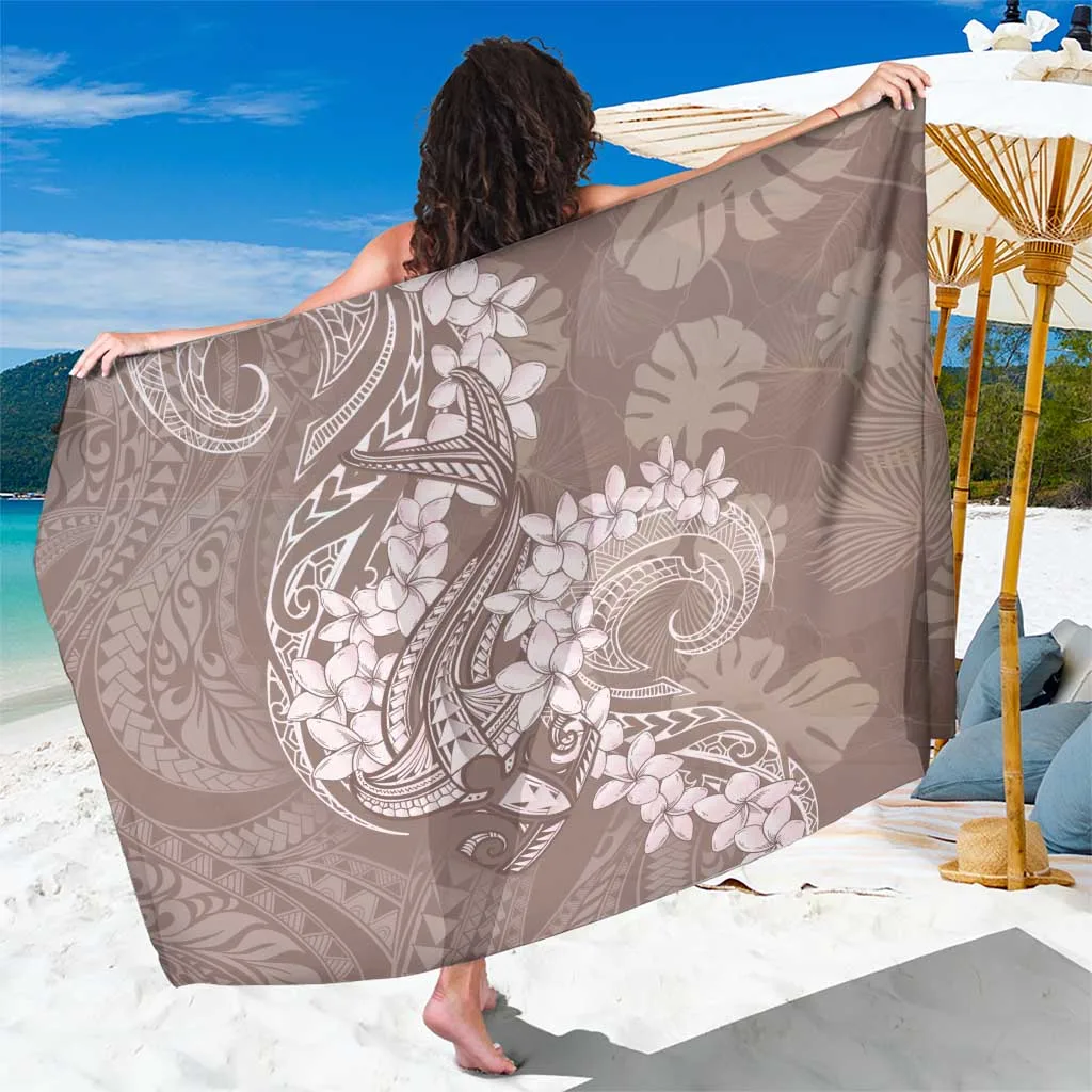 Black Plumeria Lei Polynesian Tribal Print Sarong Beach Wrap Resort Pareo Wholesale - main view