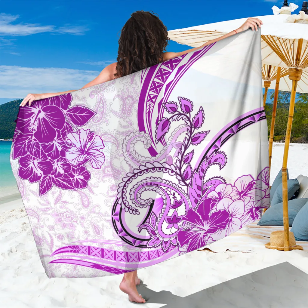 Pink Paisley Polynesian Pattern Print Sarong Beach Wrap for Resort Hotel Wholesale Pareo - main view