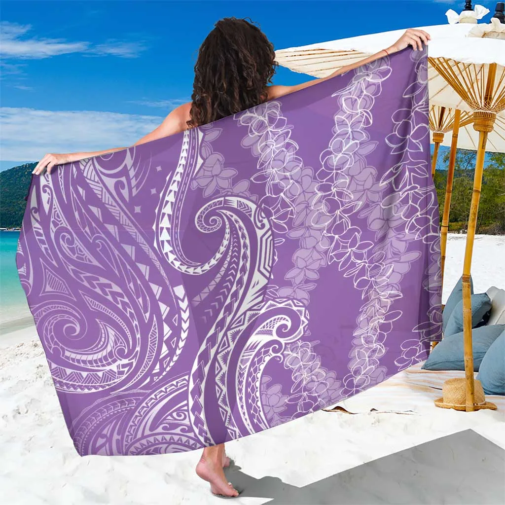 Polynesia Plumeria Lei Sarong Periwinkle Curves Motif - main view
