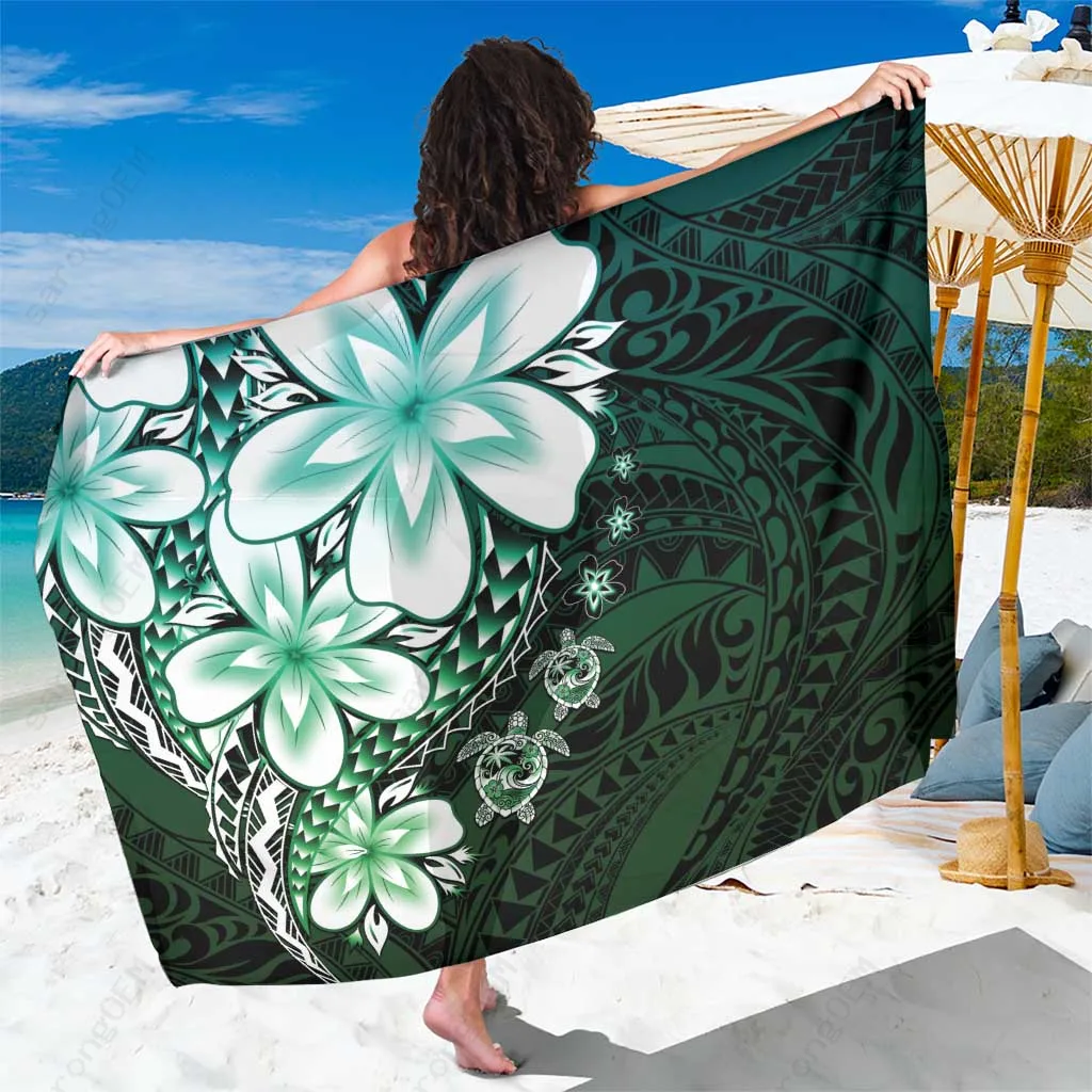 Polynesia Sea Turtle Plumeria Gradient Print Sarong Beach Wrap Wholesale Pareo Rayon - main view