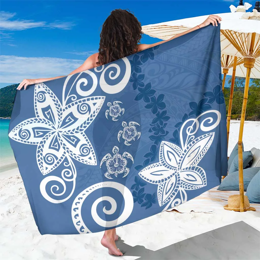 Blue Tribal Turtle Floral Print Polynesia Sarong Beach Wrap for Resort Hotel Wholesale Pareo - main view