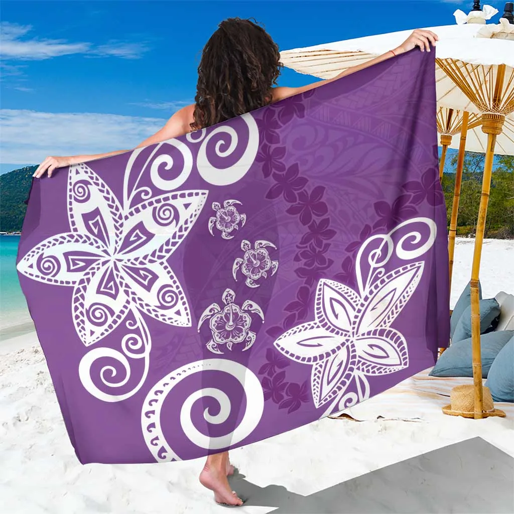 Purple Tribal Turtle Floral Pattern Polynesia Sarong Beach Wrap Wholesale Pareo - main view